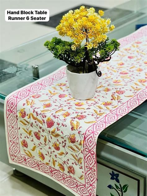 Hand Block Printed 6 Seater Table Runner | table-runner-19-5 | Lable ...