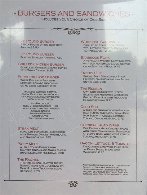 Menu at Platte River Inn pub & bar, Honor