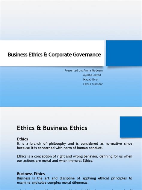 Business Ethics & Corporate Governance | PDF | Business Ethics | Governance