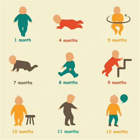 Baby Developmentchild Growth Milestonesvector Illustration Year Playing First Vector, Year ...