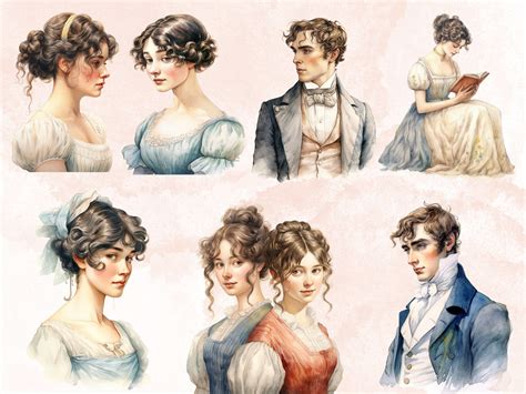 45 PNG Watercolor Pride and Prejudice Clipart, Jane Austen Png ...