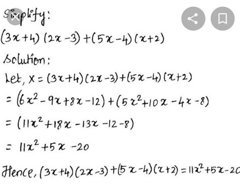 (3x + 4)(2x-3)+(5x-4)(x+2) - Brainly.in