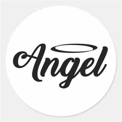 Angel Art Cool Text Graphic Word Text Art Cute Ang Classic Round ...