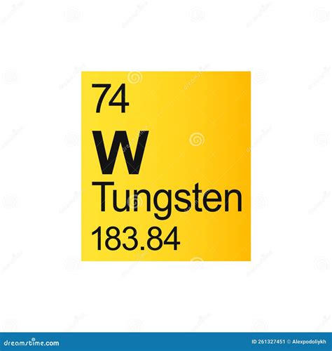 Tungsten Chemical Element Of Mendeleev Periodic Table On Yellow Background. Cartoon Vector ...