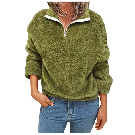 Fanxing 1/4 Zip Pullover for Women Fleece Lined Long Sleeve Sweatshirt ...