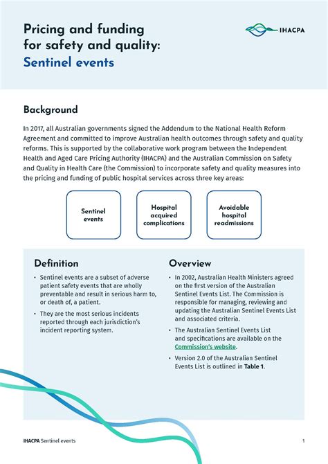 Pricing and Funding for Safety and Quality: Sentinel Events Fact Sheet ...