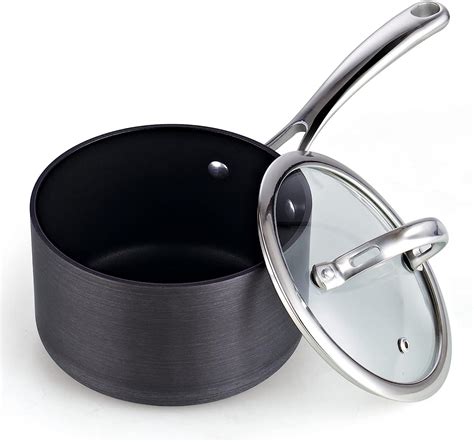 Rachael Ray Cook + Create Hard Anodized Nonstick Saucier with Lid and Helper Handle, 4.5 Quart ...