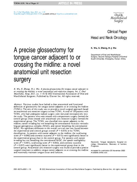JC Article oral max surgery - Int. J. Oral Maxillofac. Surg. 2021; xx ...