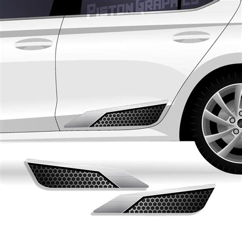Piston Graphics Cars Side Graphics Stickers Silver Suitable for Sedan ...