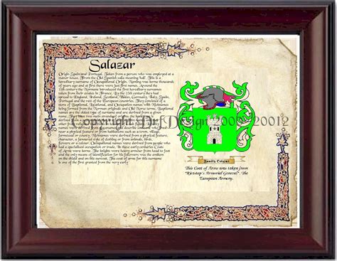 Amazon.com: Salazar Coat of Arms/ Family Crest on Fine Paper and Family ...