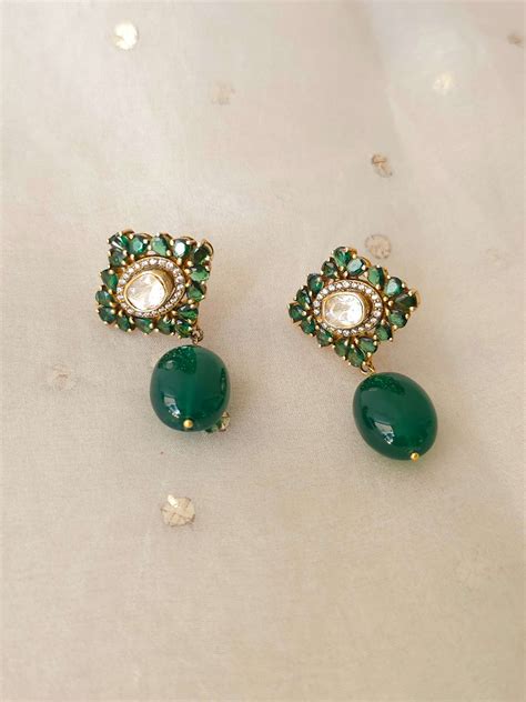 Onyx moissanite silver earrings – RACHNA GOYAL