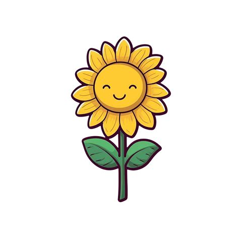 Cute cartoon sunflower isolated on transparent background, ai generated ...