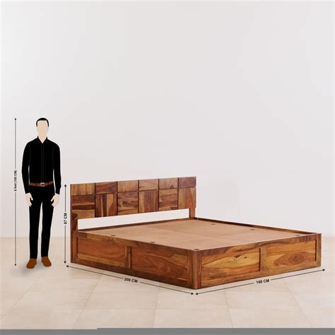 Buy Helios Rubix Sheesham Wood King Bed with Box Storage - Brown from ...