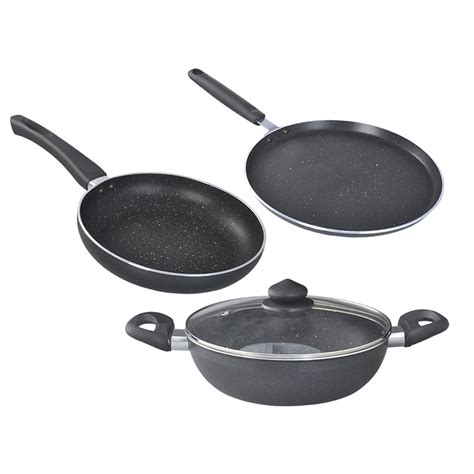 Buy Prestige Omega Deluxe Granite Aluminium 3 Pcs Set- Tawa, Fry Pan ...