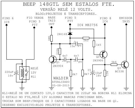 PX Rádio Escuta: Circuito esquema beep para rádio px Cobra 148 GTL.
