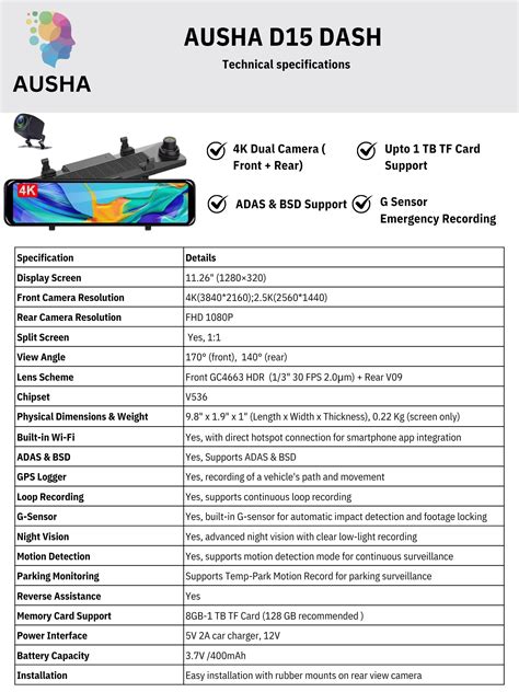 4K Dual Dash Camera with ADAS – AUSHA