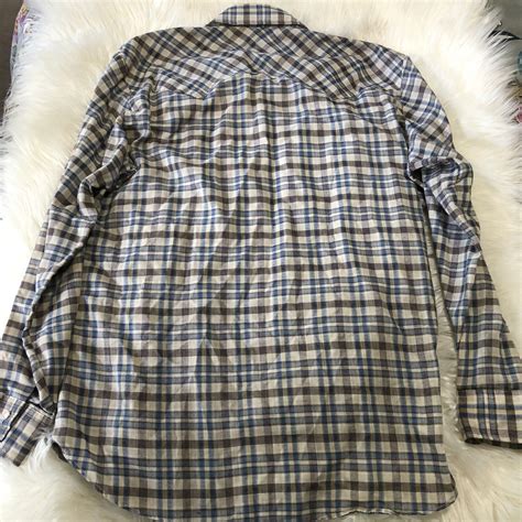 Levi's Vintage Men's Plaid Shirt Pearl Snaps Cream Bl… - Gem