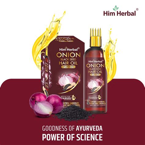 Ayurvedic Onion & Black Seed Hair Oil with Comb Applicator - by Him He ...