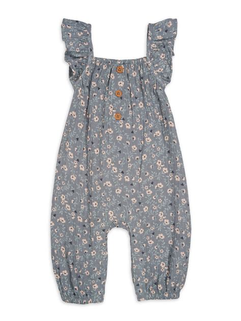 Modern Moments by Gerber Baby Girl Long Leg Romper, Sizes 0/3 Months ...