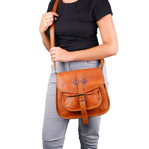 Brown Leather Crossbody Satchel Bag For Women | MaheTri