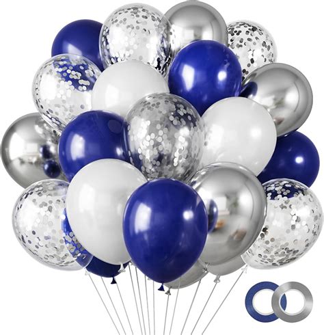 RUBFAC 65pcs Navy Blue Silver Balloons, 12 Inches India | Ubuy