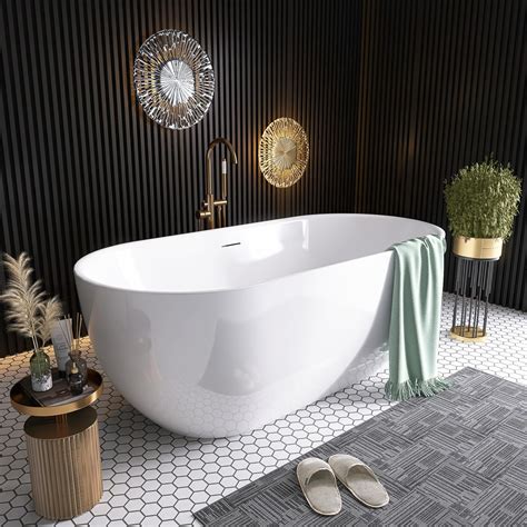 59" Free Standing Tub, Pure Acrylic Freestanding Bathtub, Stylish Stand ...