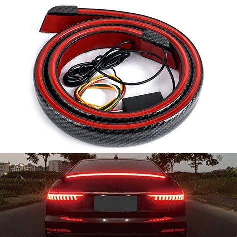Carbon Fiber PVC Car Rear Spoiler Tailgate LED Light Bar Running Turn ...