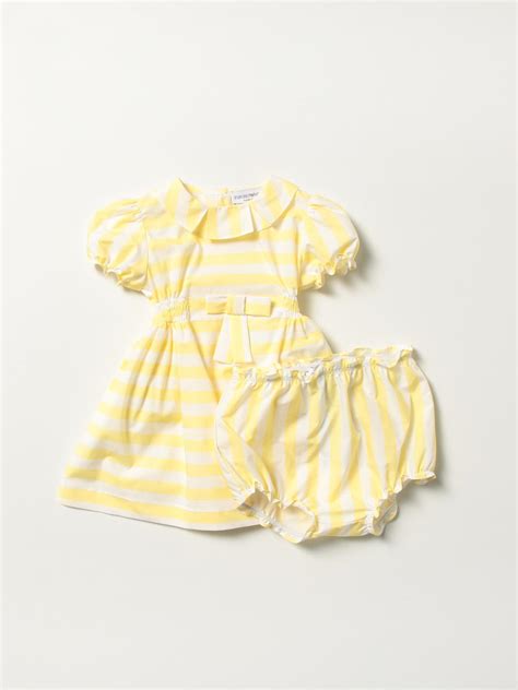 EMPORIO ARMANI: striped dress with culottes - Yellow | Emporio Armani ...