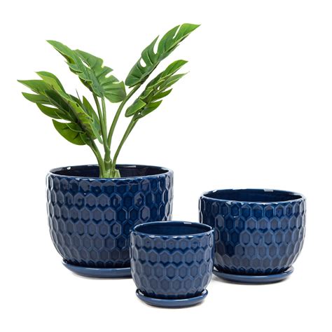 Nattol Ceramic Flower Pots with Drainage Hole and Saucer, North ...