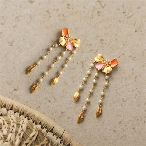 Buy Jalaja Floral Pearl Drop Earrings | Tarinika – Tarinika India