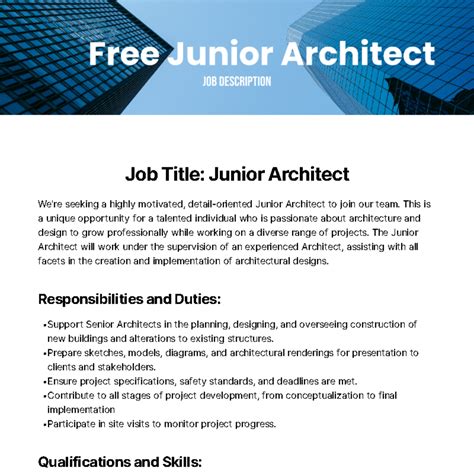 Job Description Template Architecture at Albert Cook blog