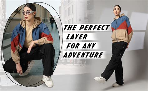 CHKOKKO Womens Stylish Oversized Windcheater Jacket with Zip Closure ...