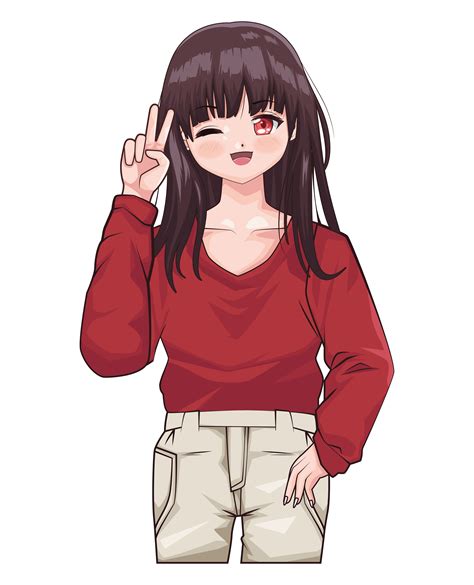 happy girl anime 6073060 Vector Art at Vecteezy