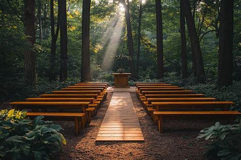 A wooden walkway leads to a bench | Premium AI-generated image