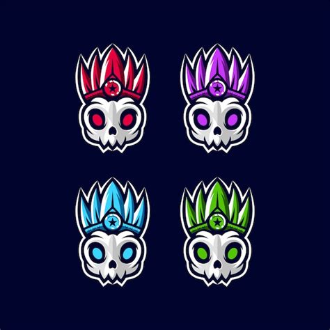 Schädel farbverlauf logo design | Premium-Vektor