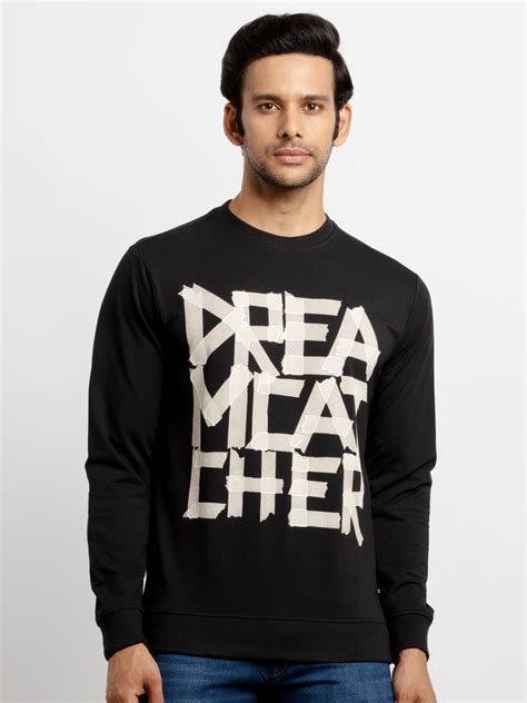 Buy Black Printed Lightweight Sweatshirt for Men | Status Quo