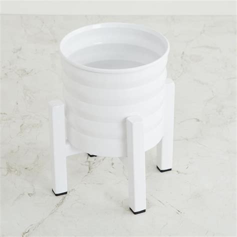 Buy Fiesta White Ribbed Metal Planter with Stand from Home Centre at ...