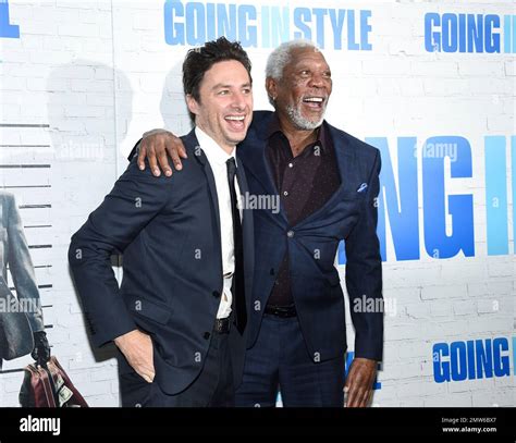 Director Zach Braff, left, and actor Morgan Freeman pose together at the world premiere of ...
