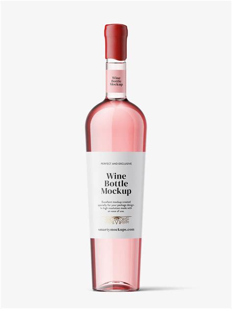 Rose wine bottle with and without wax seal - Mockups Design