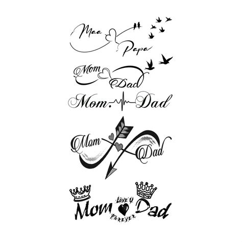 Mom Dad Temporary Tattoo