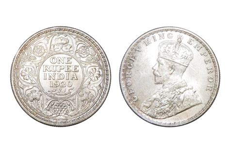 British India, George V, Rupee, Silver, 1920