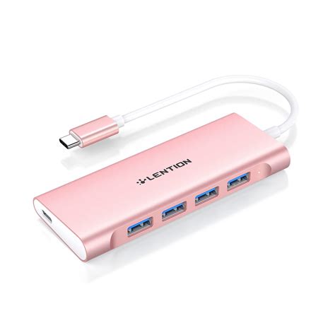 Buy LENTION USB C Hub with 4 USB 3.0 & Type C Charging Compatible 2023 ...