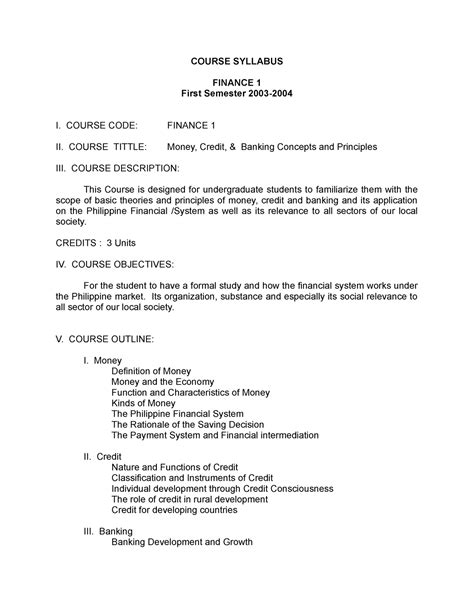 Image result for Finance Course Syllabus