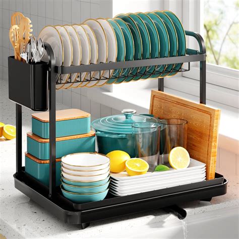 Amazon.com: iSPECLE Dish Drying Rack - 2 Tier Small Dish Racks for ...