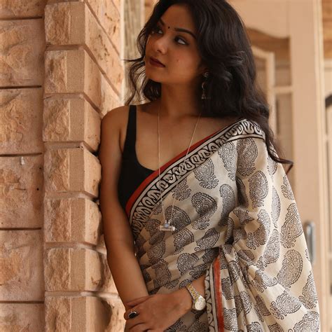 Dust Wears a Pattern: Black Ambi Bagru Handblock Ivory Cotton Saree ...