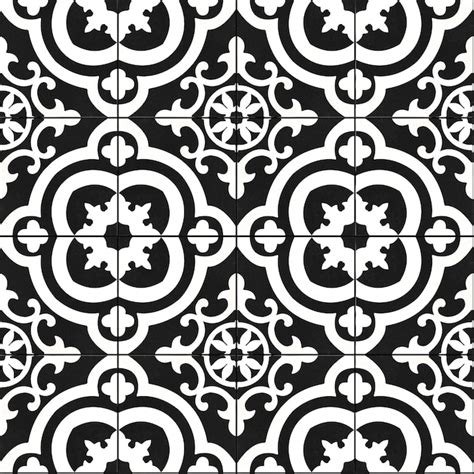 allen + roth Cementina Black and White 8-in x 8-in Glazed Ceramic ...