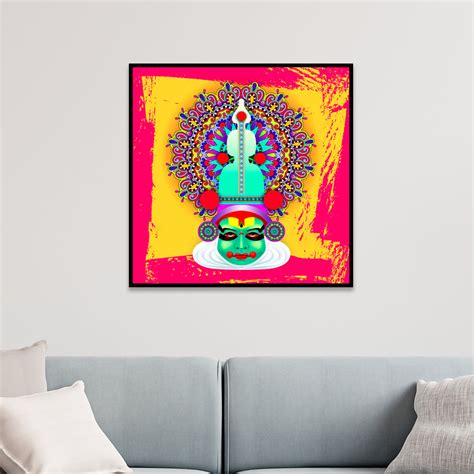 Traditional Kathakali Canvas Wall Painting with Floating Frame – Wall ...