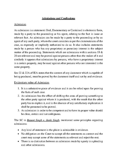 Admissions and confessions: Understanding evidentiary value and ...
