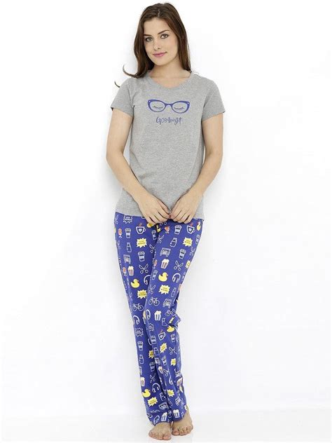 Buy Mystere Paris Grey & Blue PJ Set at Amazon.in