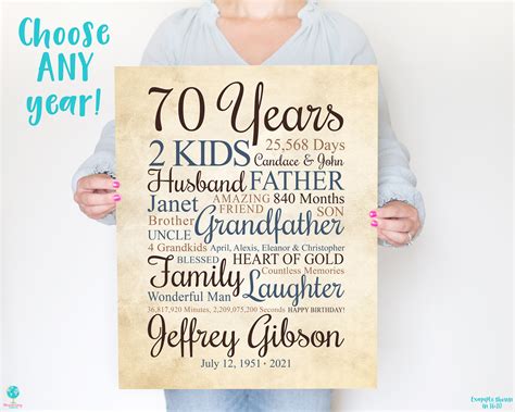 70th Birthday Gift for Man, Dad Turning 70 Bday Gifts, Mens Birthday ...